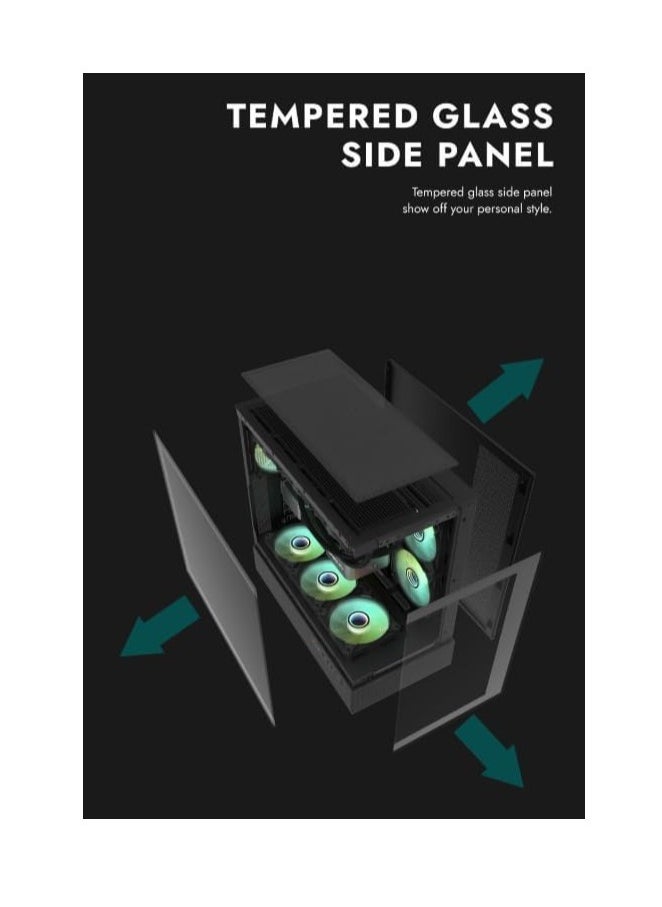 DarkFlash - Darkflash DPX90 ATX/M-ATX/M-ITX Gaming Pc case With 3 ARGB Fans, 270 Panoramic Pillarless Design, Tempered Glass Panels, Supports 360mm Radiators, USB Type-C Included Gaming Case - Image 1