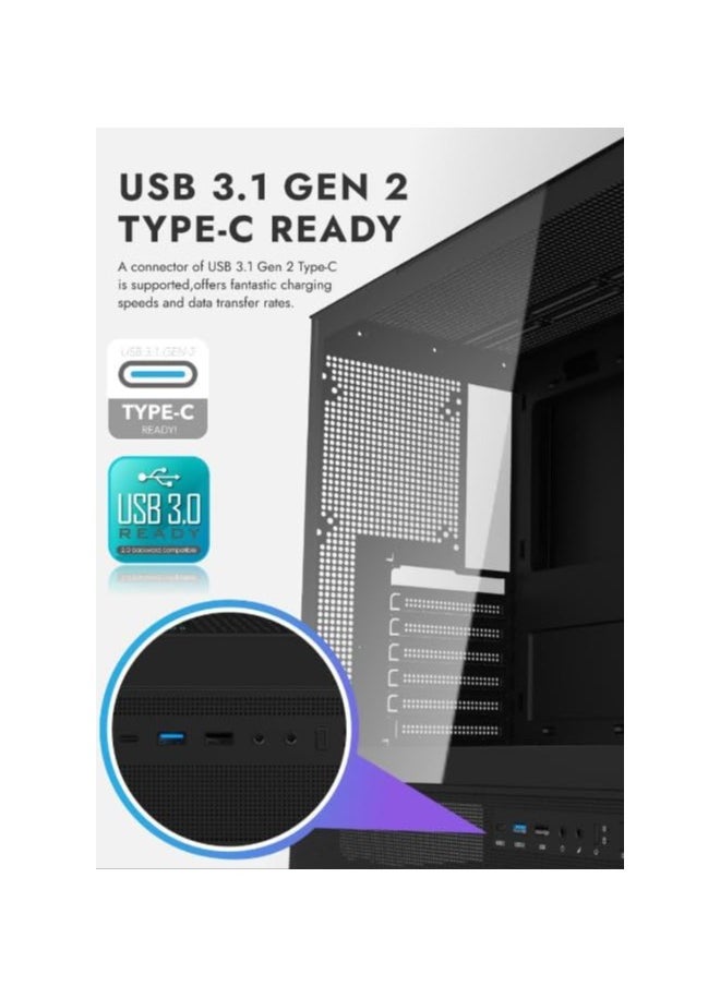 DarkFlash - Darkflash DPX90 ATX/M-ATX/M-ITX Gaming Pc case With 3 ARGB Fans, 270 Panoramic Pillarless Design, Tempered Glass Panels, Supports 360mm Radiators, USB Type-C Included Gaming Case - Image 1