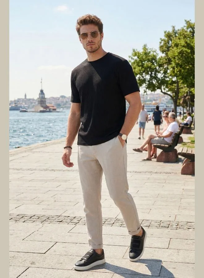 بوراتي Buratti Slim Fit Regular Waist Tapered Leg Trousers Men's Pants 6843654