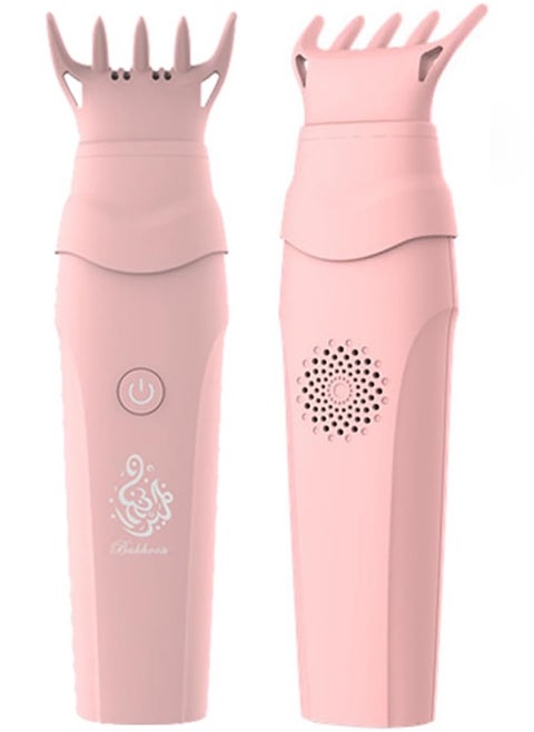 Electric incense burner V1 with hair comb and interchangeable head for car and home use, pink.