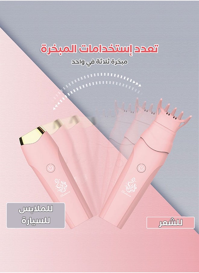 Bukhoon - Electric incense burner V1 with hair comb and interchangeable head for car and home use, pink. - Image 1