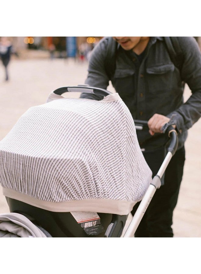 Little Unicorn Breathable Car Seat Canopy | Magnetic Closure Cover & Universal Fit | Protection & Privacy for Baby (Grey Stripe) - Image 3