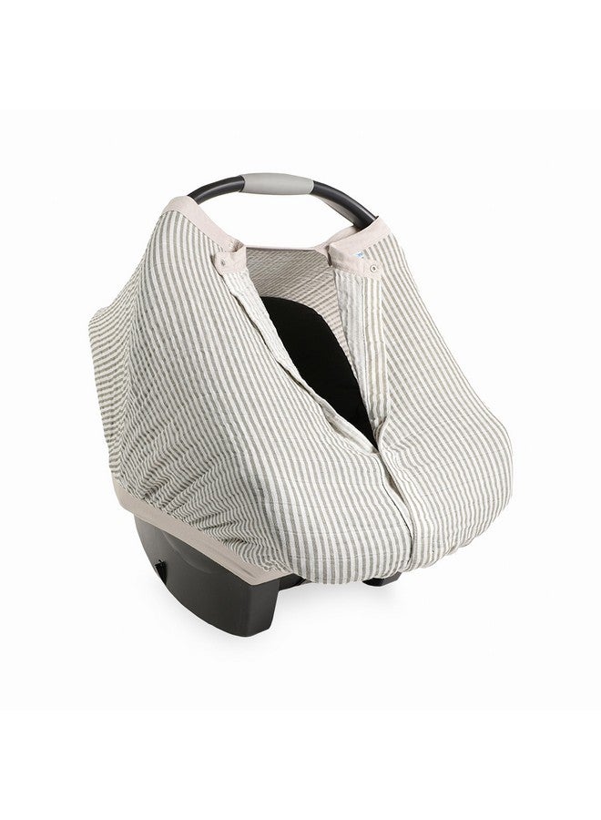 Little Unicorn Breathable Car Seat Canopy | Magnetic Closure Cover & Universal Fit | Protection & Privacy for Baby (Grey Stripe) - Image 2