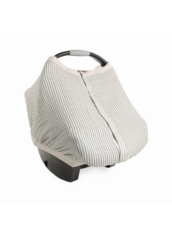 Little Unicorn Breathable Car Seat Canopy | Magnetic Closure Cover & Universal Fit | Protection & Privacy for Baby (Grey Stripe) - Image 1