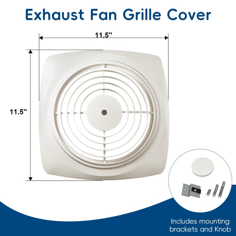 JKLESA 97011919 Grille Assembly (11-1/2"Ã— 11-1/2") Compatible with Broan Nutone 505 and 509 Exhaust Fan Cover, S97011919 Bathroom Exhaust Fan Cover Assembly, Center Mount - Includes Grille Mounting Knob - Image 2