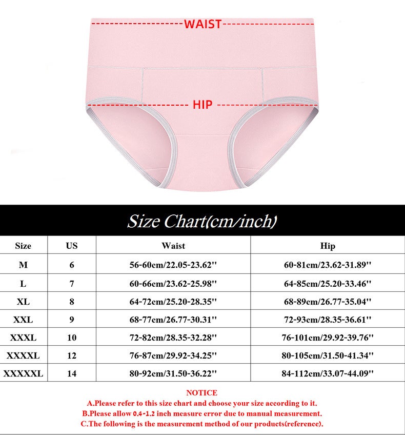 4-Piece Combination Waist Hip Spot Cotton Color Matching Underwear Ladies Plus Large Size - Image 5