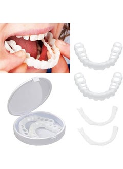 Crazylife Instant Veneers Dentures, Upper Lower Teeth Artificial Dentures Silicone Perforated Braces Teeth Decoration, Cosmetic Veneers Teeth Temporary Fake Teeth Smile Teeth, for Men Women with Bad Teeth  - Image 3