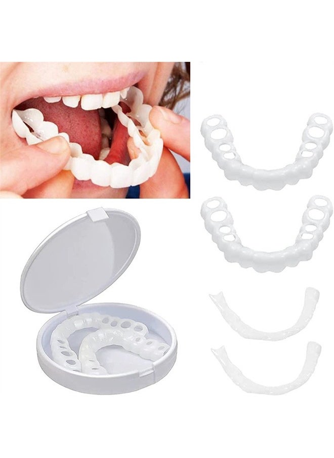 Crazylife - Instant Veneers Dentures, Upper Lower Teeth Artificial Dentures Silicone Perforated Braces Teeth Decoration, Cosmetic Veneers Teeth Temporary Fake Teeth Smile Teeth, for Men Women with Bad Teeth - Image 1