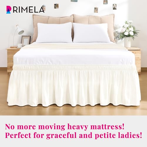 RIMELA Cream White Bed Skirt Queen Size 15 Inch Drop, Wrap Around Elastic Bedskirt, Dust Ruffle for Adjustable Bed Base Machine Washable Easy to Install Bed Skirts - Image 4