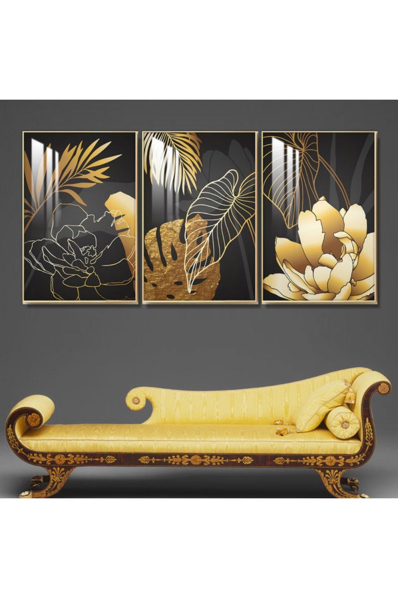 ماركتنا ثلاث لوحات جدارية خشبية بإطار وطبقة أكريليك شفافة - Image 1