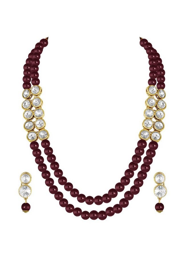 Aheli Crystal Pearl Long Necklace With Earring Indian Traditional Bollywood Jewelry Set For Women Girls  - Image 4