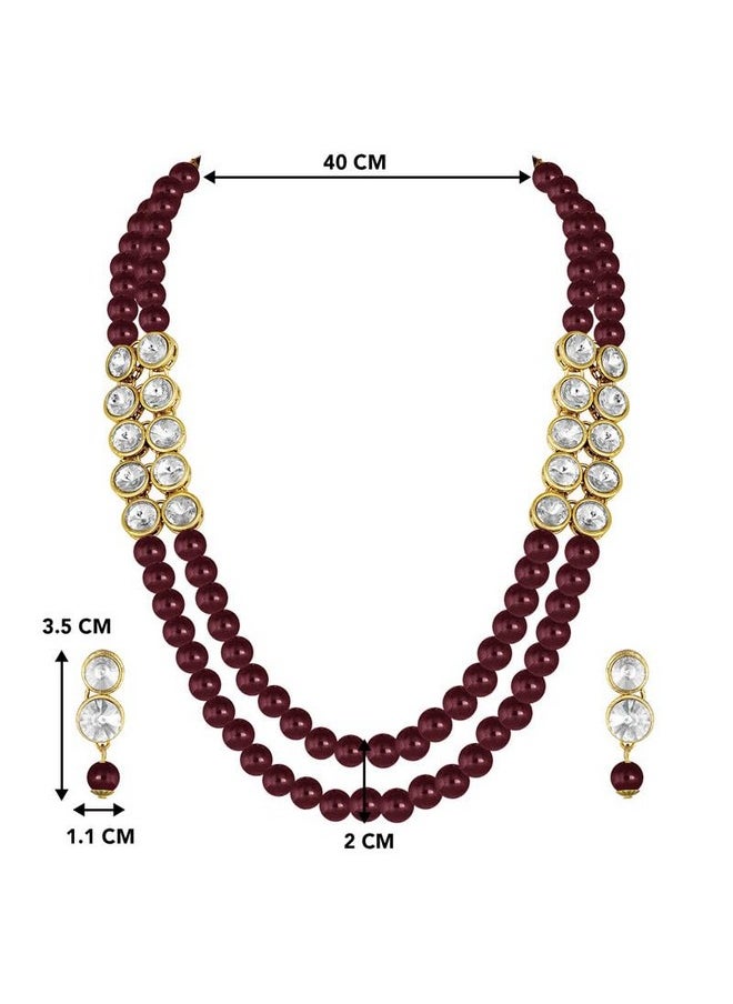 Aheli Crystal Pearl Long Necklace With Earring Indian Traditional Bollywood Jewelry Set For Women Girls  - Image 5