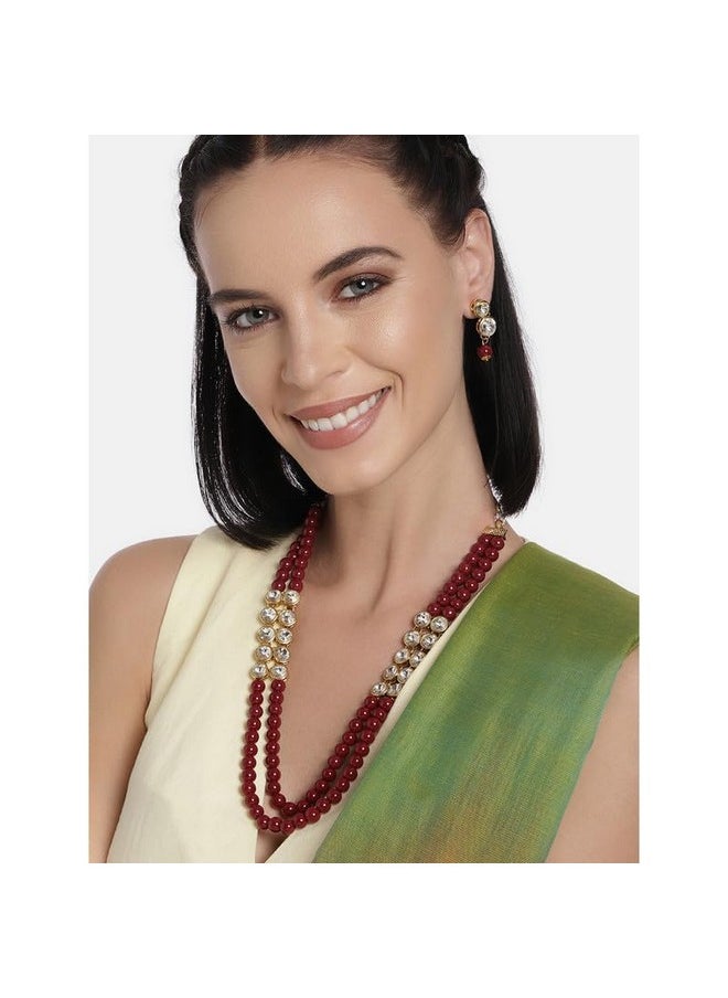 Aheli Crystal Pearl Long Necklace With Earring Indian Traditional Bollywood Jewelry Set For Women Girls  - Image 3