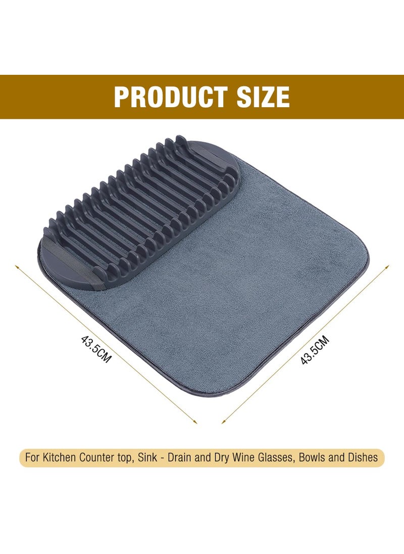 HASTHIP HASTHIP® Rack and Microfiber Dish Drying Mat, Removable Dish Rack Tray, Dish Rack & Drying Mat for Kitchen Countertop, Sink - Drain and Dry Wine Glasses, Bowls and Dishes  - Image 4