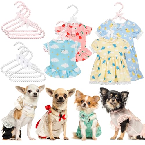 Jowgut 10 Pieces Small Pearl Hangers, 8 Inch Mini Bowknot Clothes Hangers with Ribbon, Elegant Pearl Beads Hanger for Women Pet Dog Cat (Pink, White) - Image 4