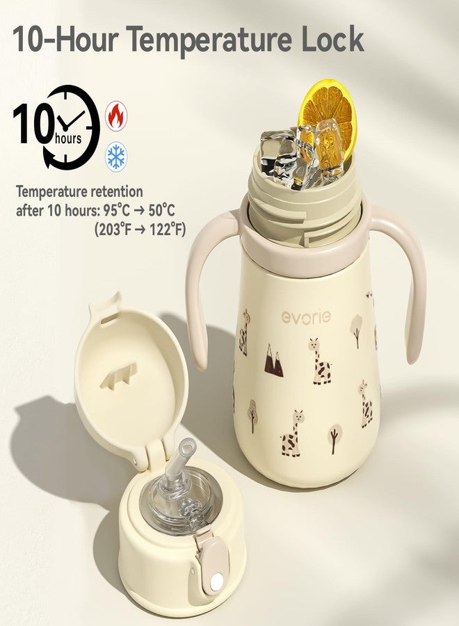 Evorie Leak Proof Vacuum Insulated Water Bottle, 316L Stainless Steel Sippy Cup for Toddlers, 11 oz Straw Cup with Handle & Adjustable Strap, Keeps Drinks Warm or Cold (Giraffe) - Image 5