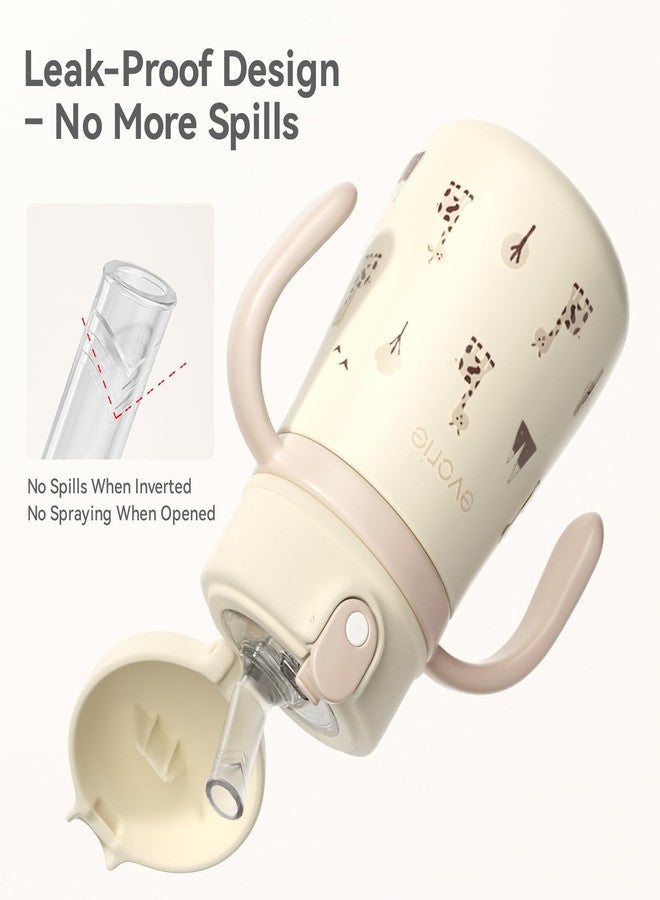 Evorie Leak Proof Vacuum Insulated Water Bottle, 316L Stainless Steel Sippy Cup for Toddlers, 11 oz Straw Cup with Handle & Adjustable Strap, Keeps Drinks Warm or Cold (Giraffe) - Image 2