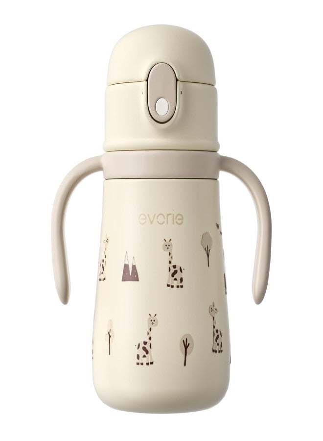 Evorie Leak Proof Vacuum Insulated Water Bottle, 316L Stainless Steel Sippy Cup for Toddlers, 11 oz Straw Cup with Handle & Adjustable Strap, Keeps Drinks Warm or Cold (Giraffe) - Image 4