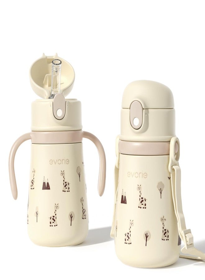 Evorie Leak Proof Vacuum Insulated Water Bottle, 316L Stainless Steel Sippy Cup for Toddlers, 11 oz Straw Cup with Handle & Adjustable Strap, Keeps Drinks Warm or Cold (Giraffe) - Image 1