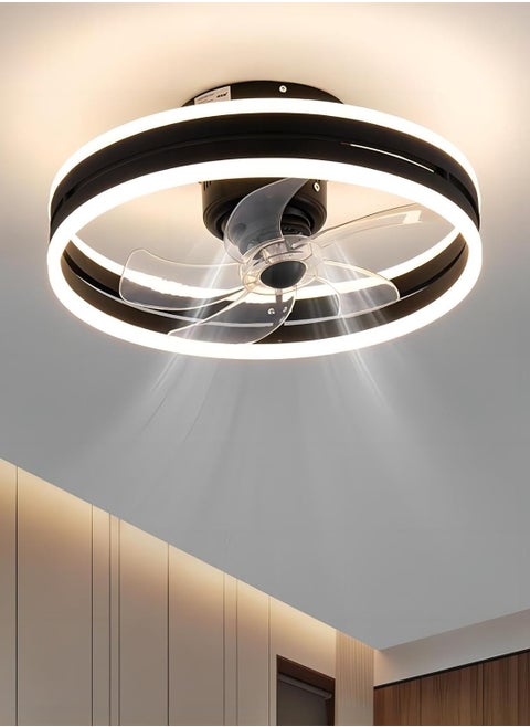 Ceiling Fan with Light, Oscillating Fan with Lights and Remote Control, 6 Speeds Adjustable, Flush Mount Ceiling Fan 50 * 22CM