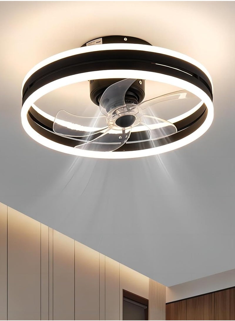 Ceiling Fan with Light, Oscillating Fan with Lights and Remote Control, 6 Speeds Adjustable, Flush Mount Ceiling Fan 50 * 22CM