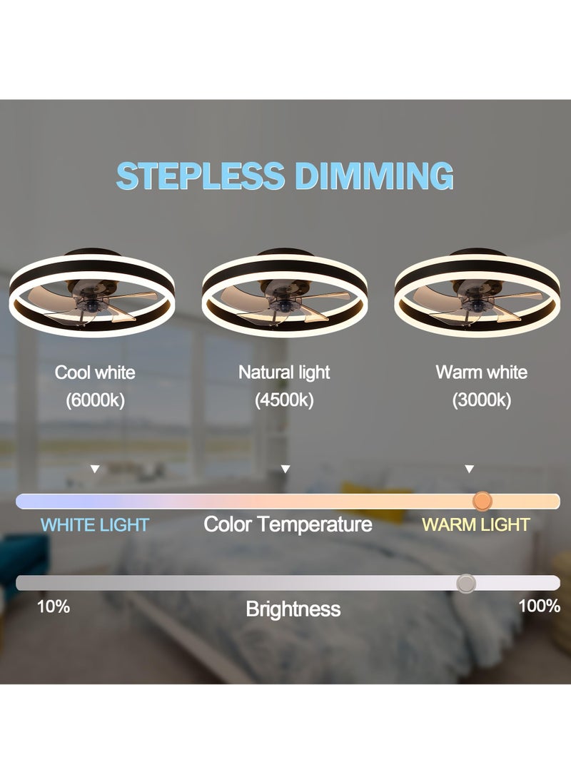 Ceiling Fan with Light, Oscillating Fan with Lights and Remote Control, 6 Speeds Adjustable, Flush Mount Ceiling Fan 50 * 22CM
