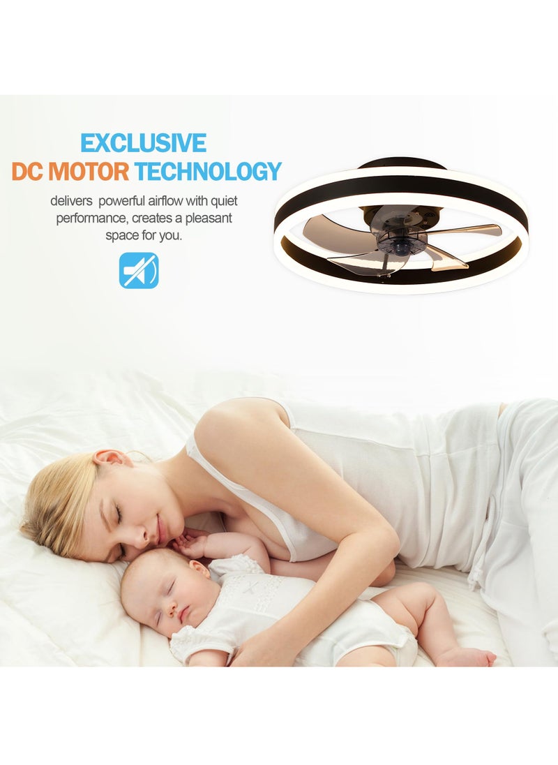 Ceiling Fan with Light, Oscillating Fan with Lights and Remote Control, 6 Speeds Adjustable, Flush Mount Ceiling Fan 50 * 22CM