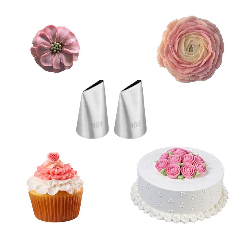104 Piping TipCake Decorating Tip 104 for RosesPetalsRufflesRibbonsBowsDrapesSwags2 Pcs
