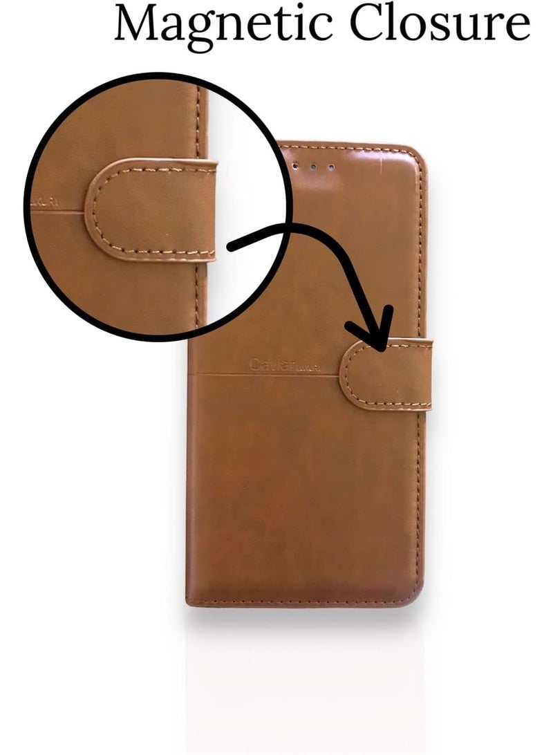جراب جلدي قابل للطي بالكامل مع مسند، مزود بحزام وإغلاق مغناطيسي، وغطاء داخلي من السيليكون TPU، حماية فائقة، متوافق مع هاتف Infinix Hot 11 (6.6 بوصة) (بني) - Image 2