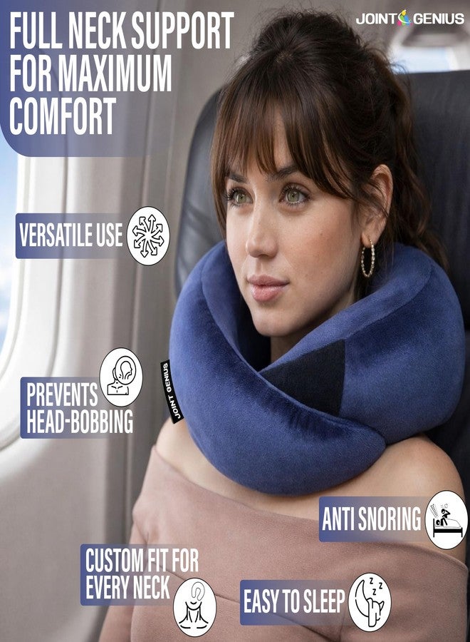 Joint Genius Travel Neck Pillow | Premium Memory Foam Neck Pillow for Flight Travel, Car Sleeping | Adjustable Head Rest, Neck Rest Travelling Pillow for Sleeping Head Support (Blue) - Image 2