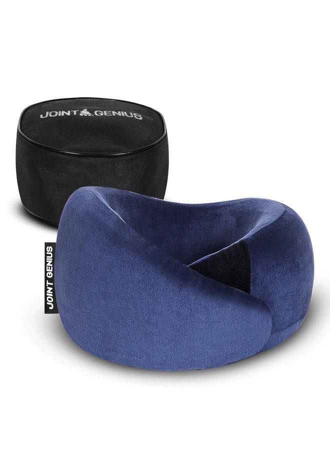Joint Genius Travel Neck Pillow | Premium Memory Foam Neck Pillow for Flight Travel, Car Sleeping | Adjustable Head Rest, Neck Rest Travelling Pillow for Sleeping Head Support (Blue) - Image 1