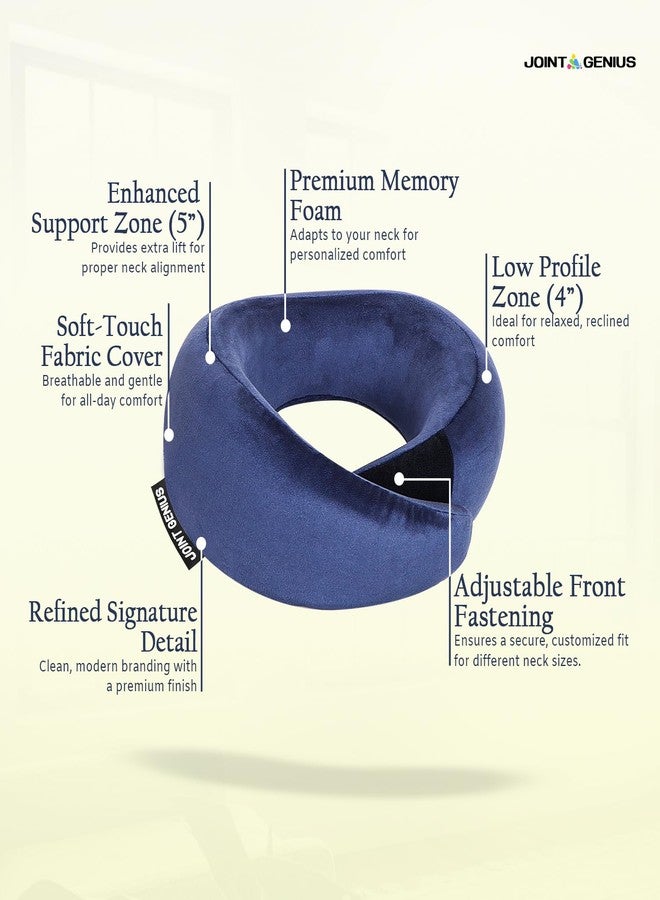 Joint Genius Travel Neck Pillow | Premium Memory Foam Neck Pillow for Flight Travel, Car Sleeping | Adjustable Head Rest, Neck Rest Travelling Pillow for Sleeping Head Support (Blue) - Image 5