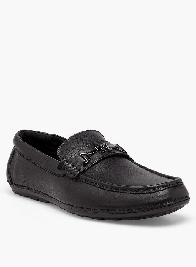 Duchini Men Metallic Accent Leather Loafers