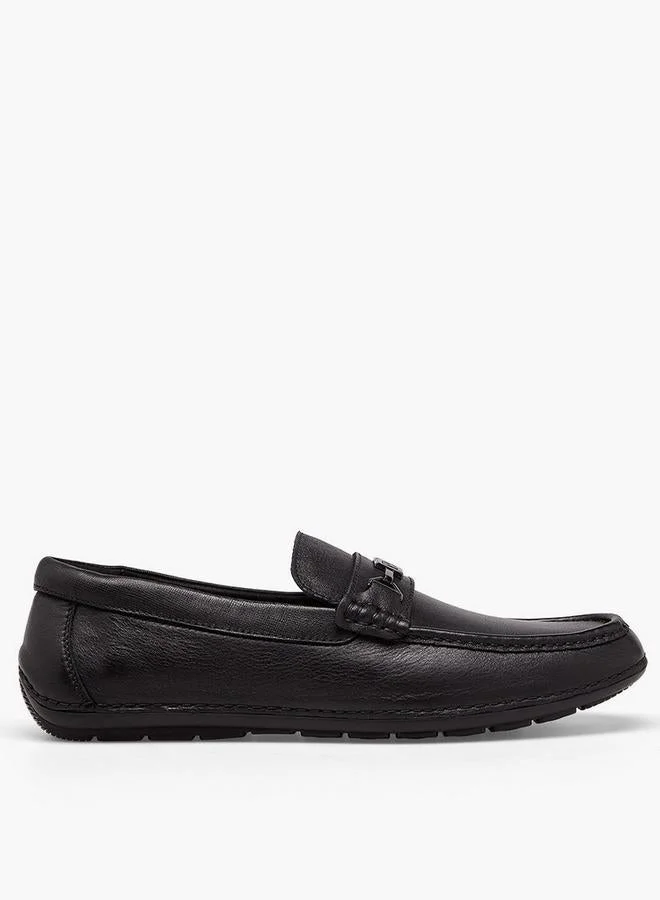 Duchini Men Metallic Accent Leather Loafers