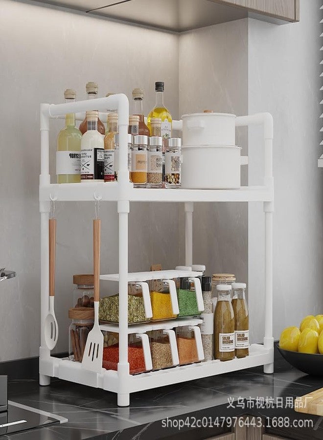 Olpad Expandable 2 Tier SS Kitchen Shelf Organizer Countertop Rack Space Saving Kitchen Free Standing Rack for Cosmetics, Stationary and Jars Organization Oven Stand Compact & Convenient (2 layer, White) - Image 2