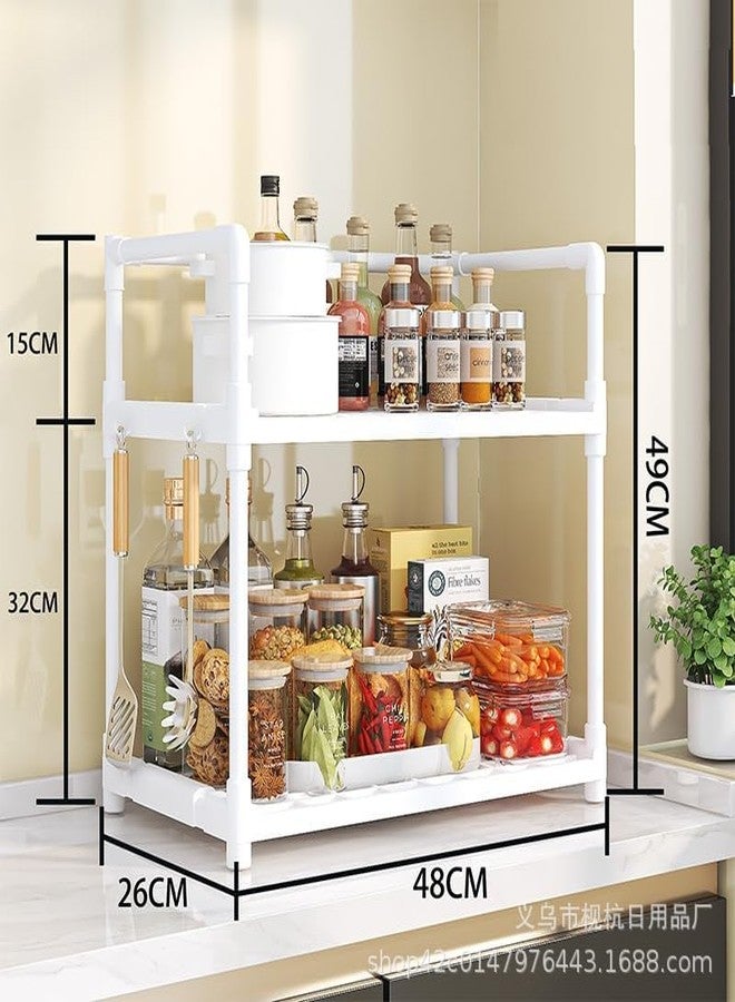Olpad Expandable 2 Tier SS Kitchen Shelf Organizer Countertop Rack Space Saving Kitchen Free Standing Rack for Cosmetics, Stationary and Jars Organization Oven Stand Compact & Convenient (2 layer, White) - Image 3