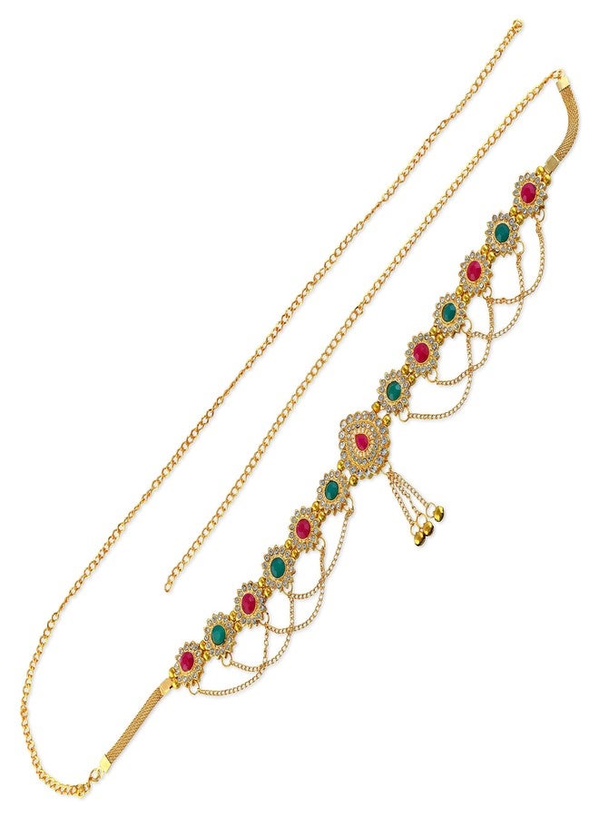 Superstore18 Brass Micron gold-Plated Traditional Kamarbandh, bellychain waistbelt Kundan Meena Precious Stone Studded ethnic Bridal Wedding Jewellery (SST2538KBKK) - Image 4