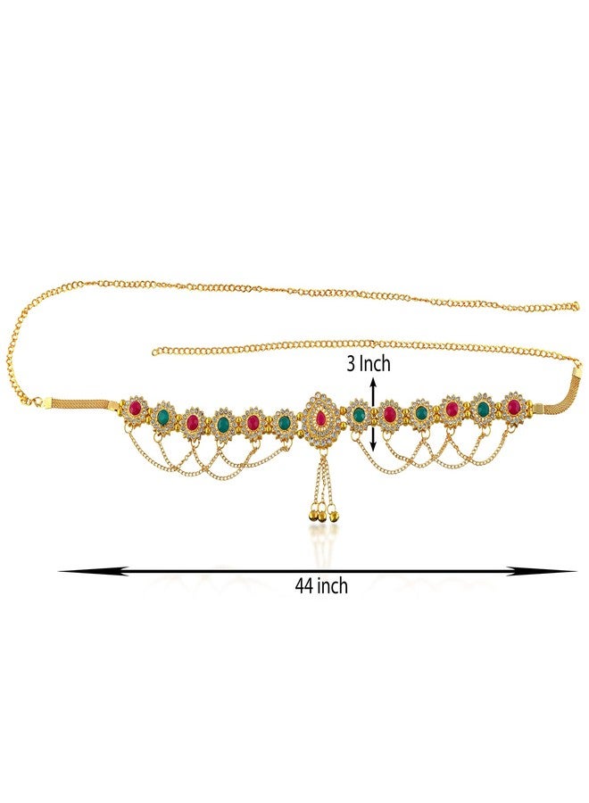 Superstore18 Brass Micron gold-Plated Traditional Kamarbandh, bellychain waistbelt Kundan Meena Precious Stone Studded ethnic Bridal Wedding Jewellery (SST2538KBKK) - Image 3
