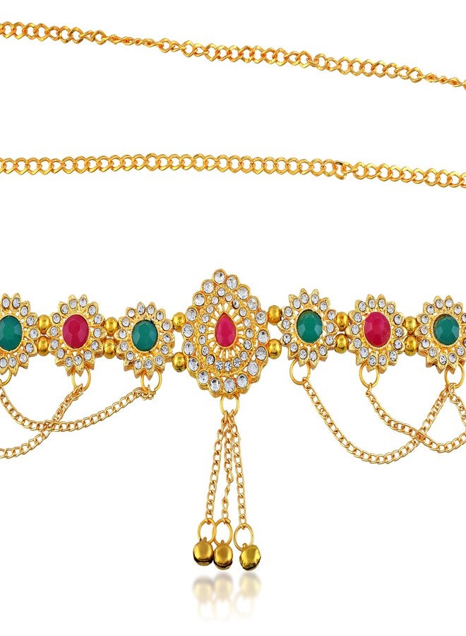 Superstore18 Brass Micron gold-Plated Traditional Kamarbandh, bellychain waistbelt Kundan Meena Precious Stone Studded ethnic Bridal Wedding Jewellery (SST2538KBKK) - Image 2