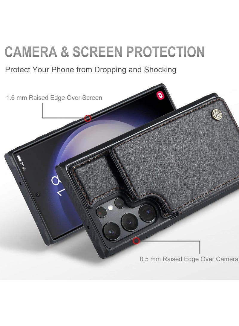 AROAQ For Samsung S24 Ultra Wallet Case for Women Men with RFID Blocking, Durable Kickstand Shockproof Case for Galaxy S24 Ultra 5G - Image 2