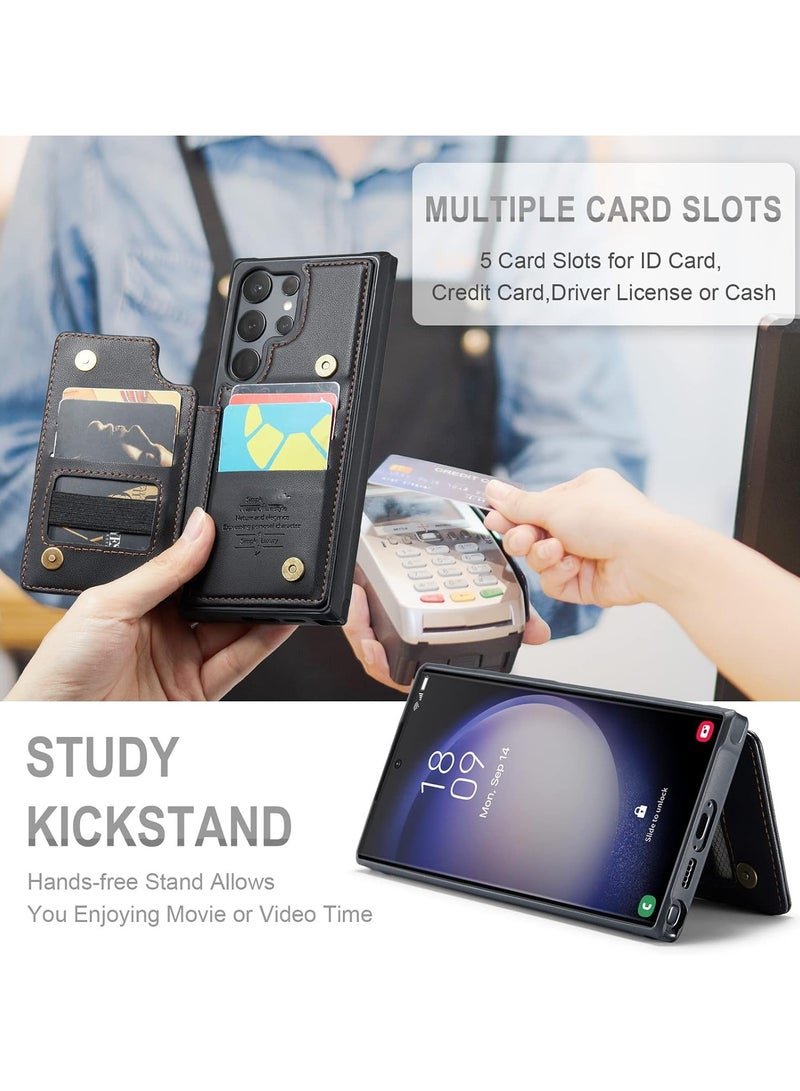 AROAQ For Samsung S24 Ultra Wallet Case for Women Men with RFID Blocking, Durable Kickstand Shockproof Case for Galaxy S24 Ultra 5G - Image 3