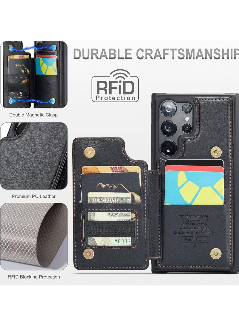 AROAQ For Samsung S24 Ultra Wallet Case for Women Men with RFID Blocking, Durable Kickstand Shockproof Case for Galaxy S24 Ultra 5G - Image 4