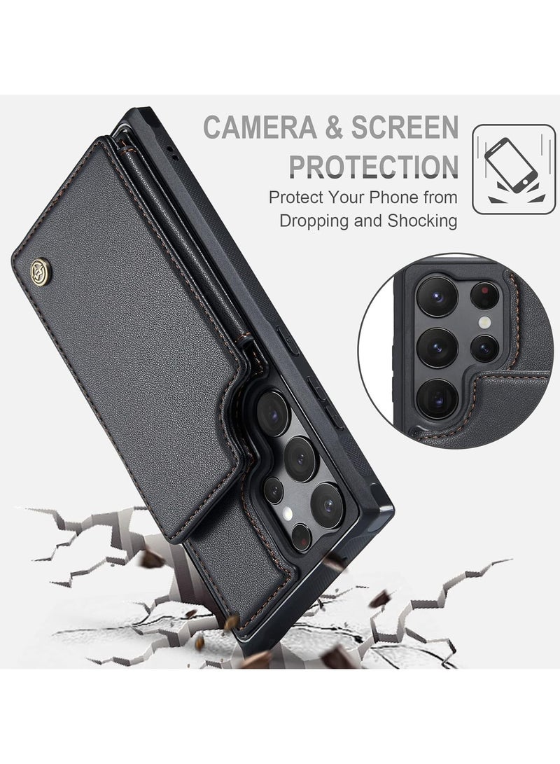 AROAQ For Samsung S24 Ultra Wallet Case for Women Men with RFID Blocking, Durable Kickstand Shockproof Case for Galaxy S24 Ultra 5G - Image 5