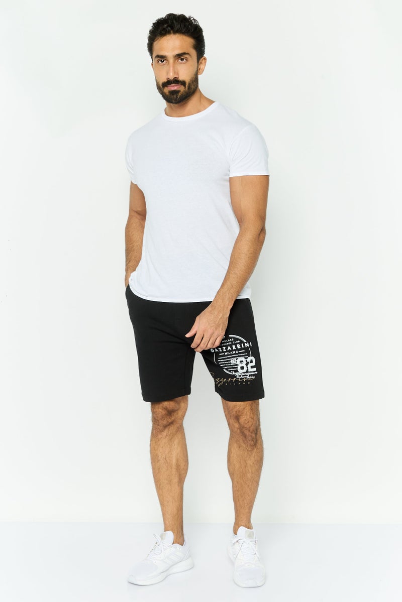 Gazzarrini Men Printed Drawstring Basic Shorts, Black - Image 4
