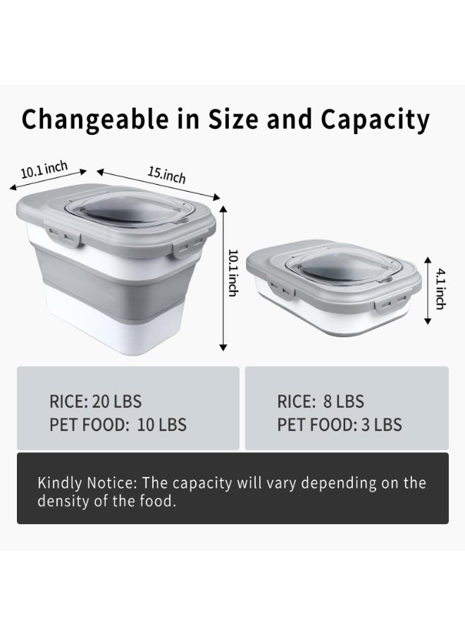 Anmi Collapsible Airtight Rice Storage Container, 6-20 Lbs Food Dispenser with Measuring Cup for Flour, Cereal & Pet Food - Image 2