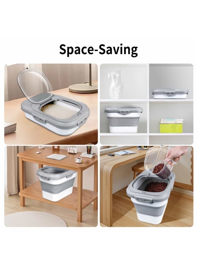 Anmi Collapsible Airtight Rice Storage Container, 6-20 Lbs Food Dispenser with Measuring Cup for Flour, Cereal & Pet Food - Image 5