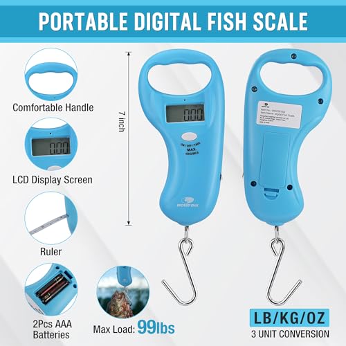 Mossy Oak 6Pcs Fishing Tools Kit- Fishing Plier, Fish Fillet Knife, Fish Lip Gripper, Hook Remover, Digital Fish Scale, Line Snip, Fly Fishing Retractor, with Sheath Lanyard, Fishing Gifts for Men - Image 5