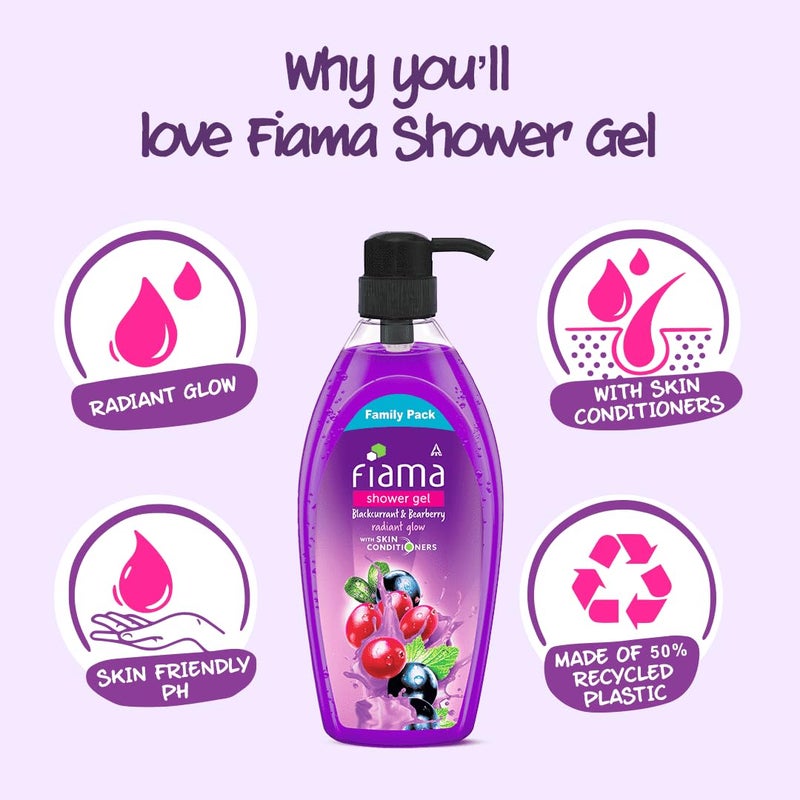 Fiama Body Wash Shower Gel Blackcurrant Bearberry 895 ml Family Pack Body Wash for Women Men with Skin Conditioners for Radiant Glow Suitable for All Skin Types - Image 4