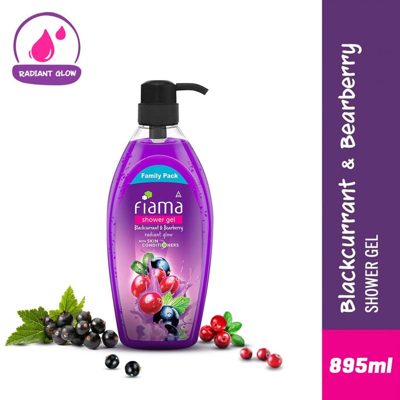 Fiama Body Wash Shower Gel Blackcurrant Bearberry 895 ml Family Pack Body Wash for Women Men with Skin Conditioners for Radiant Glow Suitable for All Skin Types - Image 2