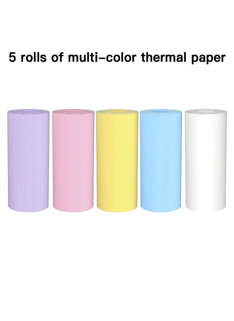 Generic - 5 Rolls Multi-Purpose Thermal Printing Paper – 57mm Ink-Free, High-Definition Paper for Mini Pocket Printers, Smudge-Proof & Long-Lasting, Ideal for Notes, Labels, Study Mistakes, Creative Scrapbooking & Photo Printing - Image 1